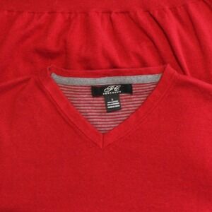 Foxcroft $98 Large Red Cotton Cashmere V-Neck Classic‎ Wardrobe Sweater